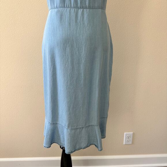 2Bella Blue Ruffled Edge Tencel Knee Length Dress Size Medium - Picture 6 of 13